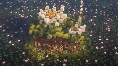 Lilly Pad Minecraft Build, Lily Pad House Minecraft, Minecraft Water Lily, Giant Lily Pads Minecraft, Minecraft Lily Pad Build, Minecraft Lily Pad, Minecraft Houses On Water, Minecraft Water Builds, Minecraft Swamp House