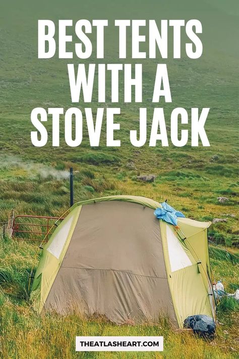 Would you like camping more if it wasn't so cold and uncomfortable? Are you interested in finding a safe way to heat your tent while winter camping? Hot tent camping with a wood burning stove might be for you! Click through to see my top picks for the best tents with a stove jack and get your winter camping party started. #camping #hottent #wintercamping #wintertent #tentwithstovejack Hot Tent Camping Winter, Teepee Tent Camping, Base Camp Tent, Hot Tent Camping, Canvas Tent Camping, Cold Weather Tents, Wood Burning Camp Stove, Camping Activity, Wood Stove Heater