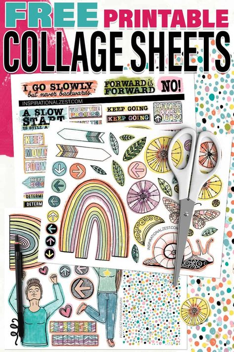 Free Printable Collage Sheets | Move Forward Color Word Collage Art, Free Collage Templates, Old Magazine Crafts, Journal Printables Free, Collage Creator, Free Collage, Travel Collage, Word Collage, Art Trading Cards