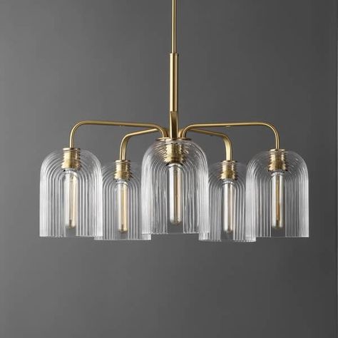 SAFAVIEH Lighting Idelle 5-light Adjustable Pendant Chandelier (LED Bulbs Included) - 30 in. x 30 in. x 29.3-59.3 in. - On Sale - Bed Bath & Beyond - 39744807 Glass Finial, Iron Pendant, Dining Room Light Fixtures, Bathroom Reno, Rustic Contemporary, Bell Pendant, Brass Lighting, Wood Lamps, Dining Room Chandelier