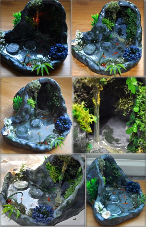 Large Grotto with Stepping Stones 12th Scale by Forestina-Fotos Fairy Places, Crea Fimo, Garden Fairies, Ooak Fairy, Miniature Things, Miniature Gardens, Fairy Furniture, Faeries Gardens, Diy Fairy