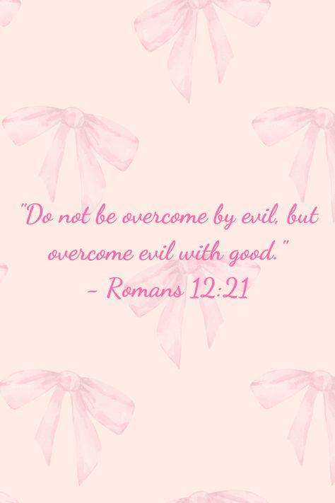 Romans 12:21 teaches us, 'Do not be overcome by evil, but overcome evil with good.' A powerful call to action for those dedicated to spreading positivity and kindness in a challenging world. Let this verse motivate you to be a force for good, transforming darkness into light. #BeTheGood #PositiveImpact #KindnessWins Do Not Be Overcome By Evil, Romans 12:21 Tattoo, Romans 12 21 Wallpaper, Be Kind Bible Verse, Bible Verse About Kindness, Daily Motivation Bible Verse, Romans 12:21, Romans 12:12, Bible Verses About Kindness