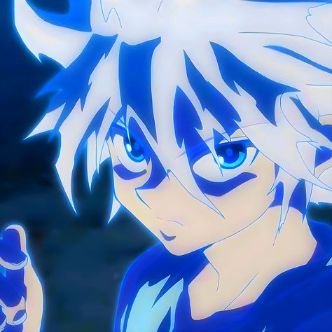 Killua Godspeed, Blue Pfps, Anime Rapper, White Figures, Killua Zoldyck, Hunter Hunter, Pfp Anime, Blue Anime, Sonic And Shadow