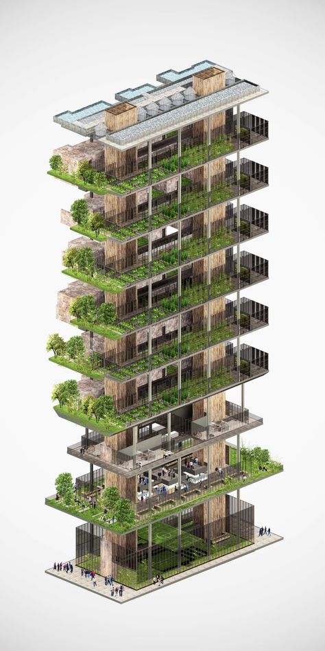 - New York City Vertical Farm - Farming Architecture, Urban Farming Architecture, Vertical Farm, Green Tower, Vertical City, Green Facade, Vertical Farming, Urban Agriculture, Green Architecture