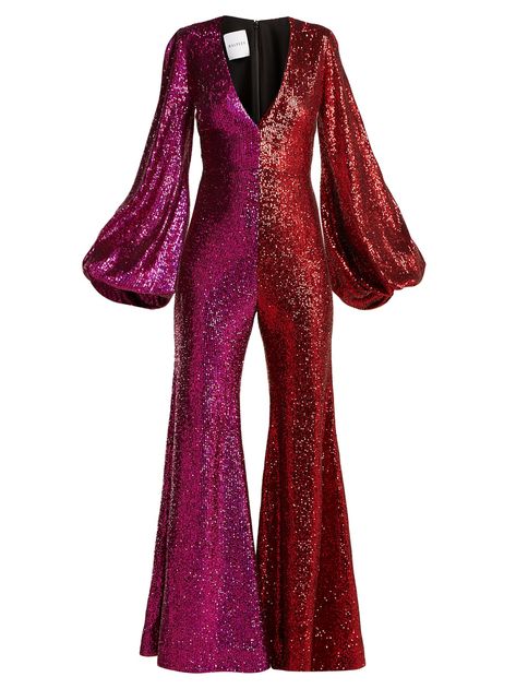 Sequinned bell-sleeve jumpsuit | Halpern | MATCHESFASHION.COM US Tulle Jumpsuit, Moda Disco, Disco Fashion, Mode Hippie, Soul Train, 70s Disco, Pink Jumpsuit, Disco Outfit, Studio 54