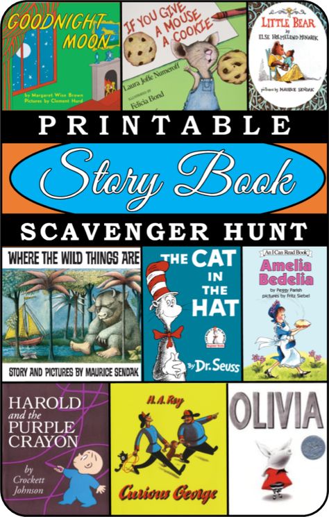 Book Scavenger, Book Scavenger Hunt, Party Scavenger Hunt, Book Themed Party, Treasure Hunt Games, Purple Crayon, Library Activities, Scavenger Hunts, Diet Books