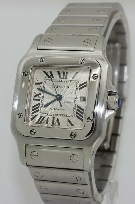 Cartier Galbee, Cartier Santos Galbee, Cartier Santos, Square Watch, Cartier, Stainless Steel, Square, Pins, Santos