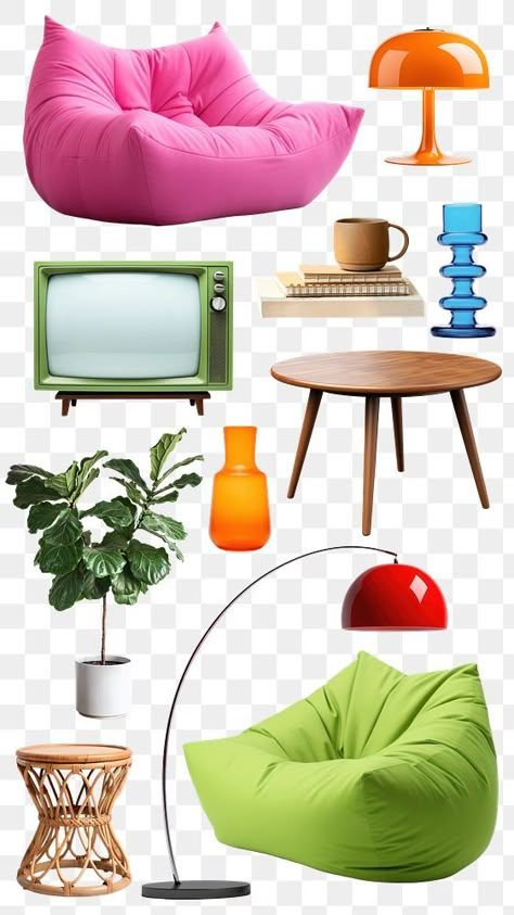 Decor Png Aesthetic, 80s Furniture, Furniture Png, Aesthetic Pngs, Collage Creator, Pngs Transparent, Furniture Stickers, Cute Furniture, Png Elements