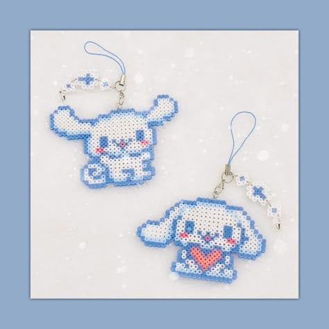 Cinamoroll Pearler Beads, Sanrio Perler Bead Patterns Cinnamoroll, Perler Cinnamoroll, Sanrio Beads Pattern, Sanrio Pyssla, Anime Iron Beads, Pearler Bead Patterns Sanrio, Sanrio Aquabeads, Disney Pearler Beads