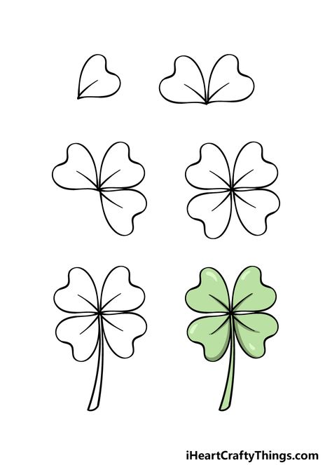 Shamrock Drawing - How To Draw A Shamrock Step By Step Draw Shamrock, Easy Doodles Drawings Step By Step, Draw A Shamrock, Shamrock Drawing, Patrick Drawing, Art Steps, Shamrock Art, Spring Drawing, Planner Doodles