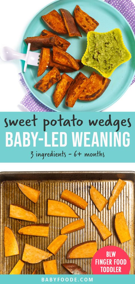 These Sweet Potato Wedges are a simple and easy recipe for baby-led weaning, finger foods for baby or as a great side for toddlers. Quick and easy to make, babies, toddlers and adults will love this recipe! #babyledweaning #blw #fingerfood #toddlermeal Sweet Potatoes For Baby, Finger Foods For Baby, Baby Weaning Foods, Foods For Baby, Sweet Potato Benefits, Weaning Foods, Sweet Potatoe Bites, Baby Led Weaning Recipes, Weaning Recipes