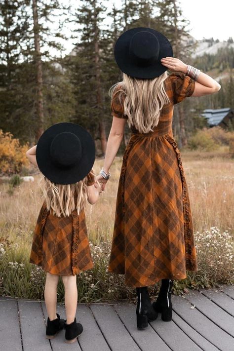 Plaid Dress Outfit Fall, Fall Mommy And Me Outfits, Witch Shoot, Fall Minis, Mommy Dress, Ivy City Co, Fall Family Photo Outfits, Family Pic, Fall Attire