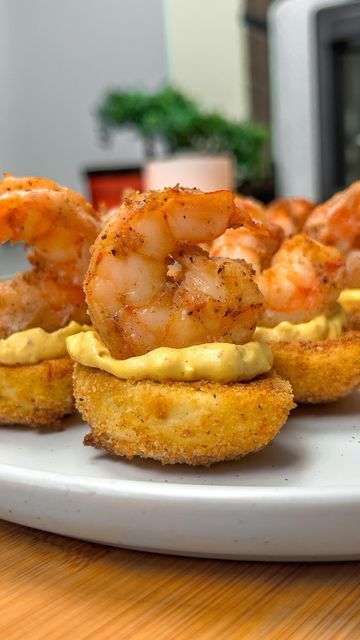 Deep Fried Deviled Eggs, Deep Fried Egg, Shrimp Deviled Eggs, Deep Fried Shrimp, Fried Deviled Eggs, Deviled Eggs Recipe, Creole Seasoning, Fried Shrimp, Finger Food Appetizers