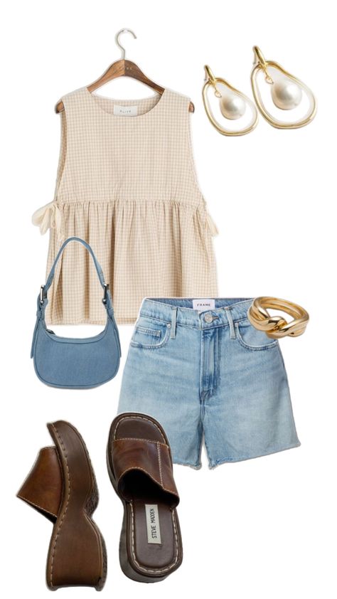 Summer Fits Elegant, Summer Ranch Outfits, Summer Market Outfit, Casual Cottagecore Outfits Summer, Sandals Aesthetic Outfit, Farmers Market Outfit Aesthetic, Paris April Outfit, Farmhouse Outfits, Anthropologie Outfits Inspiration