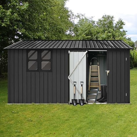 Amazon.com : DHPM 10FT x 8FT Sheds Outdoor with Window & Storage Clearance, Metal Anti-Corrosion Utility Tool House with Lockable Door & Shutter Vents, Waterproof Storage Garden Shed for Backyard Lawn Patio : Patio, Lawn & Garden Practical Garden, Outdoor Storage Shed, Steel Sheds, Metal Storage Sheds, Tool Shed, Garden Storage Shed, Storage Sheds, Backyard Sheds, Storage House