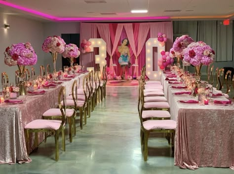 Different Shades Of Pink Party Decor, Shades Of Pink Decorations Party, Shades Of Pink Dinner Party, Prom Candy Table Ideas, Fifty Shades Of Pink Party Ideas, Met Gala Party Theme Ideas, 25 Shades Of Pink Party, Fuschia Decor, 35th Birthday Ideas For Her