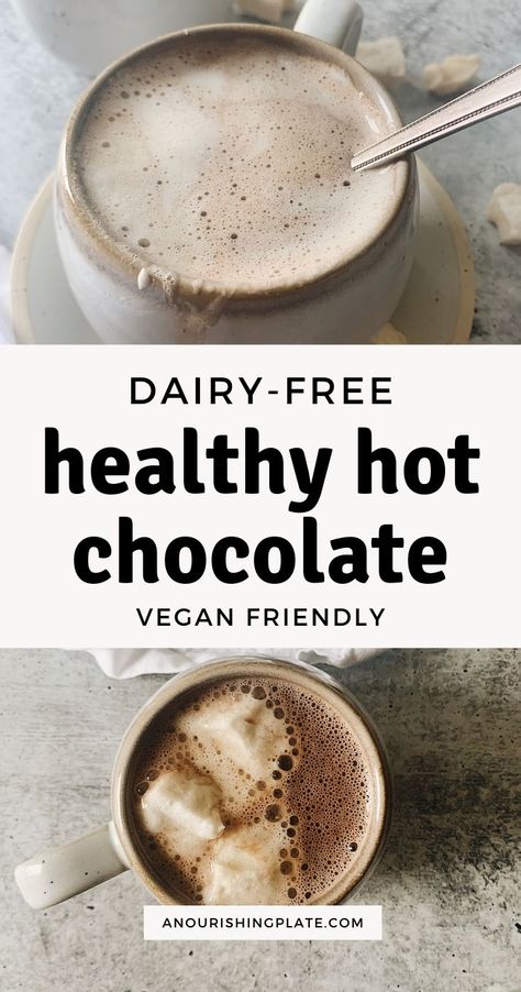 mugs of dairy-free hot chocolate Hot Chocolate With Almond Milk, Oat Milk Hot Chocolate, Hot Chocolate Vegan, Cacao Hot Chocolate, Paleo Hot Chocolate, Healthy Hot Chocolate Recipe, Creamy Oat Milk, Sugar Free Hot Chocolate, Dairy Free Hot Chocolate