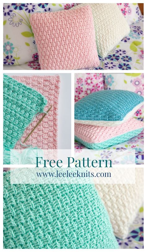 Free Pillow Cover Crochet Pattern - Leelee Knits Pillow Cover Crochet, Crocheted Pillows, Pillow Cover Crochet Pattern, Crochet Pillow Patterns Free, Pillows And Blankets, Pillow Covers Pattern, Crochet Pillow Cover, Confection Au Crochet, Crochet Cushion Cover