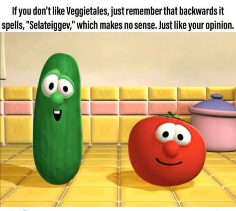 Veggie Tales Wallpaper, Veggie Tales Funny, Veggietales Memes Funny, Bible Jokes, Vegetarian Memes, Church Memes, Silly Songs, Jesus Memes, Veggie Tales