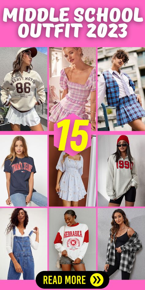 Elevate your back-to-school style with these stylish middle school outfits 2023. Whether it's picture day, the school dance, or the last day of school, we've got outfit ideas that will keep you on-trend. From cute and comfy to coquette and trendy, these outfit inspirations are perfect for middle school fashionistas. Add some simple and easy accessories to complete your stylish and fashionable look. 6th Grade Outfit Ideas, Outfit Ideas For Middle School, Cute School Outfits For Middle School, Outfits Middle School, 6th Grade Outfits, School Outfits Middle School, Easy Accessories, Middle School Fashion, School Outfit Ideas