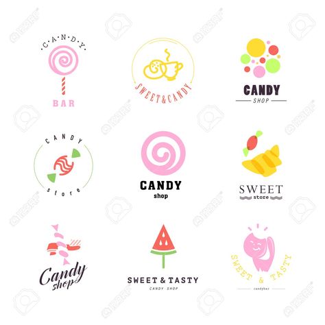 Candy Shop Logo, Popsicles Packaging, Logo Candy, Logo Sweet, Candy Logo, Brand Mark, Shopping Quotes, Flat Logo, Shop House Ideas