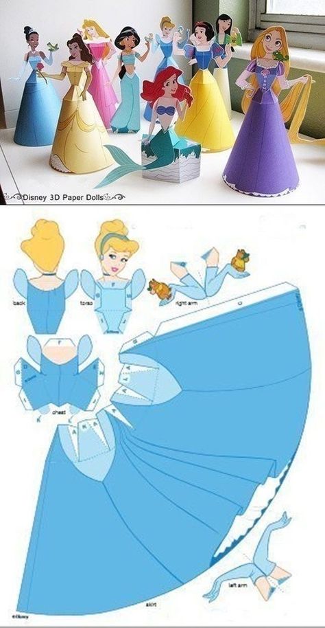 3d Paper Doll, Disney Princess Printables, Disney Princess Crafts, Paper Princess, Disney Paper Dolls, Princess Paper Dolls, Princess Crafts, Cinderella Birthday Party, Princess Birthday Party Decorations