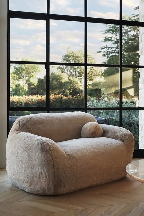 The Odin Collection | AnthroLiving Jean Royere Polar Bear Sofa, Loveseats For Small Spaces Living Room, Comfy Accent Chairs For Living Room, Faux Fur Chair, Love Sac, Plush Loveseat, Comfy Furniture, Star Pics, Vista House