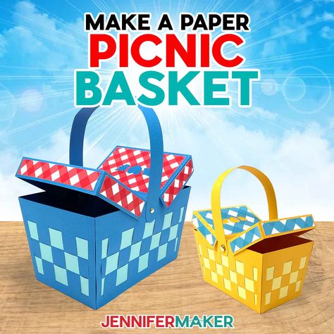 Paper Picnic Basket, Picnic Basket Diy, Picnic Diy, Holiday Place Cards, Diy Gutters, Craft Organization Diy, Paper Flower Wall Art, Diy Sharpie Mug, Jennifer Maker