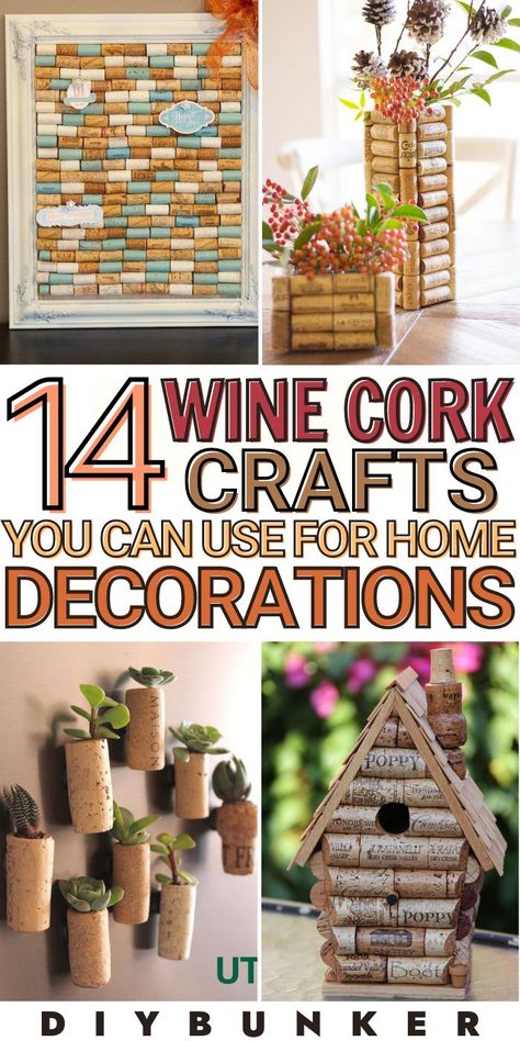 Diy Bunker, Wine Cork Centerpiece, Wine Cork Birdhouse, Wine Cork Trivet, Rustic Boutique, Boho Decorations Diy, Cork Planters, Cork Diy Projects, Cork Crafts Christmas