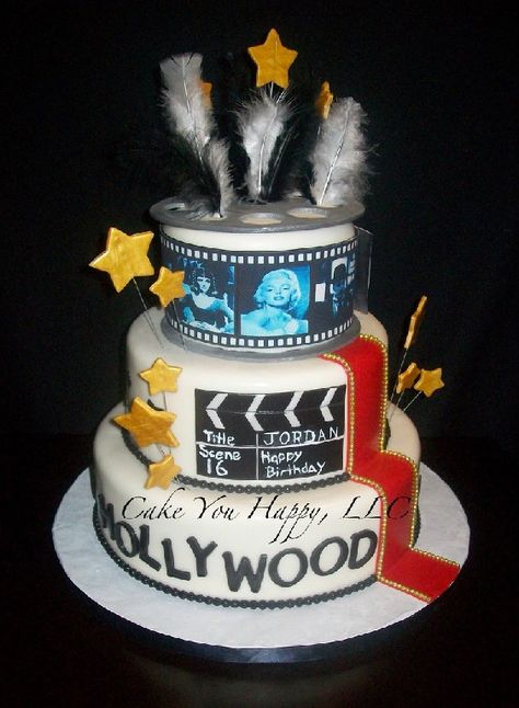 old hollywood cake ideas | Old Hollywood Birthday Cake Hollywood Birthday Cake, Old Hollywood Birthday, Old Hollywood Cake, Glamour Cake, Hollywood Cake, Oscars Theme Party, Hollywood Birthday Parties, Sweet 16 Party Decorations, 15th Birthday Cakes