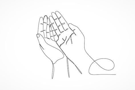 Line drawing prayer hand illustration | Premium Vector #Freepik #vector #praying #prayer #muslim-pray #praying-hands Prayer Muslim, Prayer Hand, Maverick City, Hand Outline, Prayer Hands, Hand Lines, Prayer Wall, Vector Line, Praying Hands