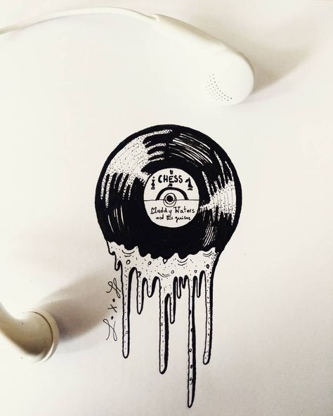 Record Drawing Vinyl, Record Drawing, Illustrator Sketch, Sketch Ink, Muddy Buddies, Pen Drawings, Vinyl Record Art, Muddy Waters, Music Tattoo