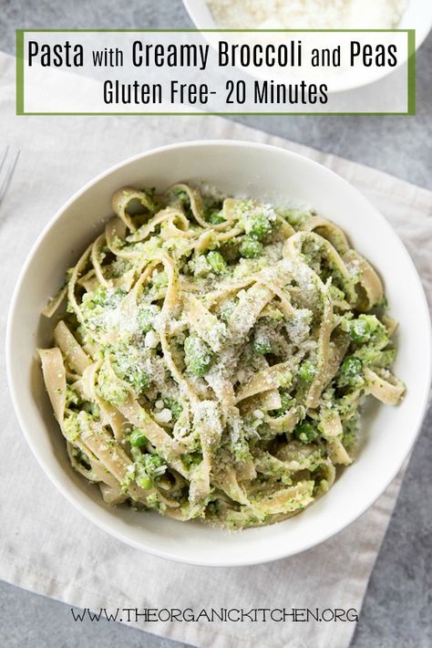 Pasta with Creamy Broccoli and Peas~ Gluten Free Simple Creamy Pasta, Creamy Broccoli Pasta, Peas Pasta, Pasta With Peas, Tagliatelle Pasta, Mini Meals, Peas Recipe, Creamy Broccoli, Creamy Pasta Recipes