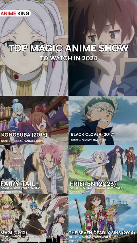 Top Magic shows to watch in 2024 More Info - https://animeking.in/best-magic-anime-ranked/ Animes On Netflix To Watch, Animes You Need To Watch, Best Comedy Anime To Watch, Anime Recommendations Comedy, Must Watch Anime’s, Magic Show, Family Funny, Seven Deadly Sins, Best Anime Shows