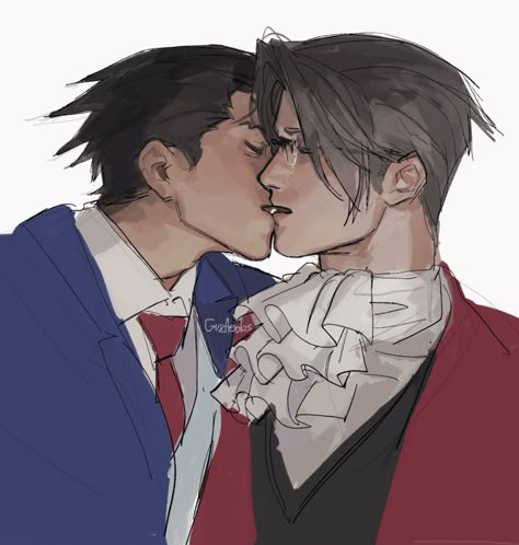 Edgeworth X Wright, Ace Attorney Wrightworth, Phoenix X Edgeworth, Phoenix Wright X Miles Edgeworth, Ace Attorney Fanart, Man Hug, Apollo Justice, Miles Edgeworth, Phoenix Wright Ace Attorney