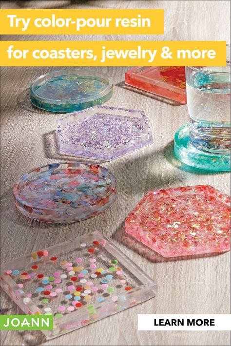 Make Resin Coasters, Diy Resin Coasters, Make Coasters, How To Make Glitter, How To Make Resin, Diy Tray, How To Make Coasters, Resin Coaster, Diy School Supplies