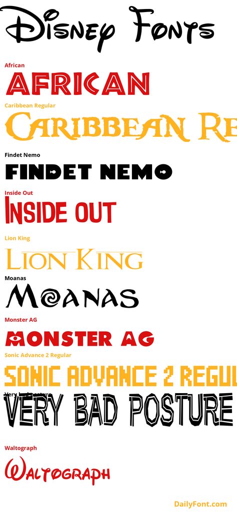 30 Disney Fonts at DailyFont.com Disney Canva Font, Disney Typography, Toy Story Font, Disney Codes, Overlay Edit, Disney Names, Alphabet Drawing, Color By Number Printable, Disney Alphabet