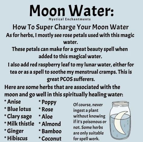 Moon Water Herbs, Moon Water Manifestation, Benefits Of Moon Water, Cauldron Magic, Potion Recipes, Dream Manifestation, Mother Moon, Water Magic, Potions Recipes