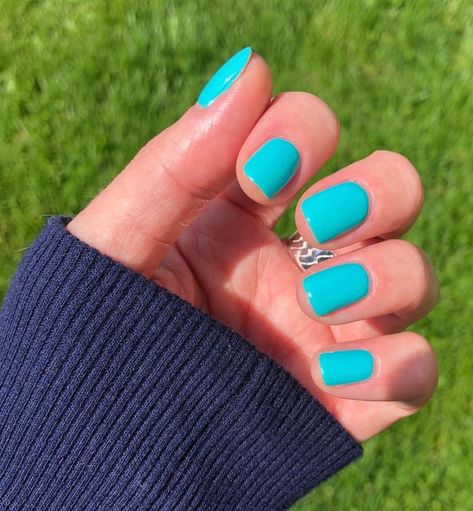 Teal Dnd Gel Polish, Dnd Summer Nails, Summer Nails Dnd, Teal Short Nails, Bright Teal Nails, Teal Nails Short, Short Teal Nails, Teal Color Nails, Dnd Gel Polish Colors Summer