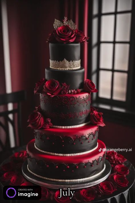 Black Red And Gold Wedding Cake, Mafia Themed Wedding, Black Wedding Cake Ideas, Black And Red Wedding Cake, Dark Wedding Cake, Mafia Pictures, Black Red And White Wedding, Sarcastic Signs, Black Birthday Cake