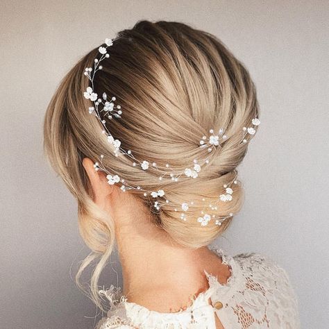 Bridal hair updo with veil