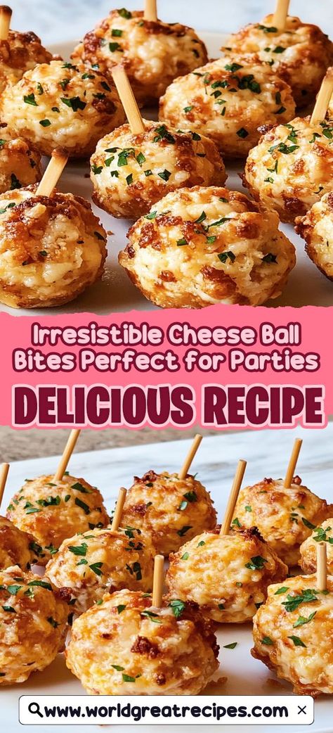 Get ready to impress your guests with these irresistible Cheese Ball Bites! This easy appetizer is a crowd-pleaser that combines creamy cream cheese and sharp cheddar, seasoned with garlic and fresh herbs. Roll them in crunchy nuts for the perfect texture. Ideal for game nights, potlucks, or holiday gatherings, these cheesy bites are not just delicious but also super fun to make. Your friends will be raving about them long after the party ends! Quick Easy Family Meals, Cheesy Bites, Cheese Ball Bites, Cream Cheese Appetizer, Cream Cheese Ball, Gourmet Dishes, Recipes Meal Prep, Herb Cheese, After The Party