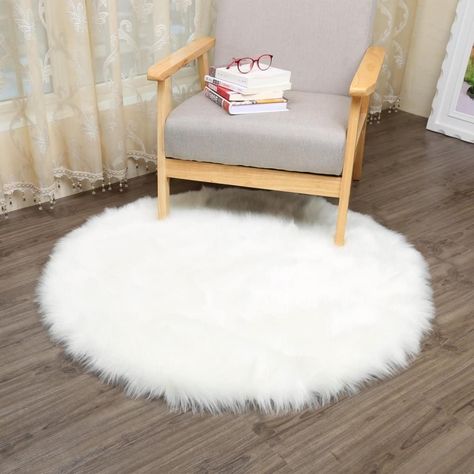 Round Faux Fur Sheepskin Rug Carpet Diy, Faux Sheepskin Rug, White Carpet, Fluffy Rug, Soft Carpet, Sheepskin Rug, Room Carpet, Shaggy Rug, Carpet Colors