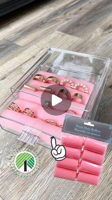 Emma Villaneda on Instagram: "Dollar Tree Organization Hack 🤯 a bougie DIY for your jewelry 💕😍💄

*one pack of rollers fit in one drawer*

Pink foam rollers and stackable acrylic organizers came from the Dollar Tree 

•
•
#dollartree #diy #diyproject #organization #hack #hacks #jewelry #makeup #organizer #bathroom #design #viral #diyhomedecor #diyideas" Diy Dollar Tree Acrylic Drawers, Dollar Tree Acrylic Organizer, Makeup Organizer Diy, Dollar Tree Jewelry Organizer Diy, Diy Jewelry Organizer, Bathroom Drawer Organization Ideas, Bathroom Drawer Organization, Sponge Rollers, Dollar Tree Organization