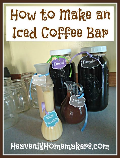 Make coffee for a crowd that will wow them without breaking your budget! Coffee For A Crowd, Iced Coffee Bar, Coffee Bar Party, Coffee Ice Cubes, Diy Coffee Bar, How To Make Ice Coffee, Coffee Party, Caramel Fudge, Home Coffee Bar