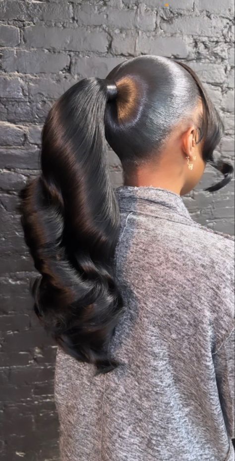 Slick Ponytail, Future Hairstyles, Black Ponytail, Weave Ponytail Hairstyles, Sleek Ponytail Hairstyles, Weave Ponytail, Black Ponytail Hairstyles, Pony Tails, Weave Styles