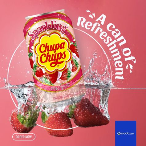 Chupa Chups Strawberry, Shadow Practice, Dubai Sharjah, Flavored Sparkling Water, Digital Imaging, Sparkling Drinks, Carbonated Drinks, Cheer You Up, Sparkling Water