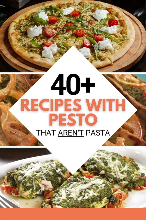 Want pesto without the pasta? Check out these recipes that incorporate pesto but NOT pasta. Ways To Use Pesto Sauce, Pesto Dishes Dinners, Pesto Ideas Dishes, What To Do With Pesto, Recipes With Pesto Sauce, Pesto Dinner Recipes, Pesto Meals, Pesto Ideas, Pesto Recipes Dinner