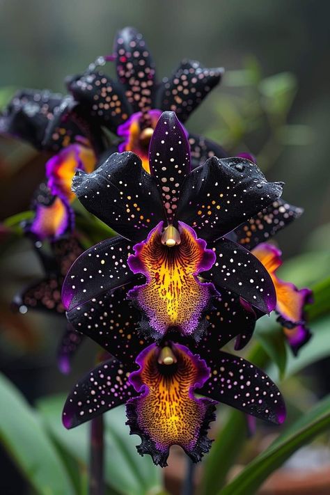 Black Orchid Flower, Galaxy Orchid, Night Orchid, Draco Rosa, Flor Tattoo, Orchid Photography, Goth Garden, Beautiful Flower Drawings, Rare Orchids