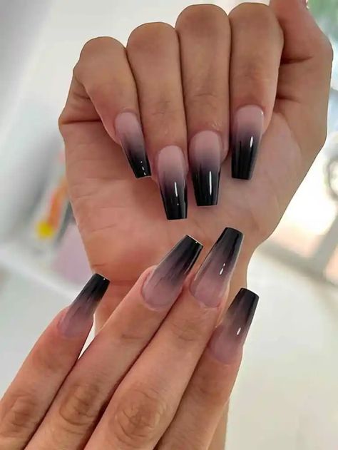 65 Ombre Nail For Spring Looks That Will Make You Ditch Your Solid Manicure 42 Nail Designs Short Almond Shape, Ombre Nail Designs Short, Girly Summer Nails, Nail Designs Short Almond, Solid Manicure, Dark Ombre Nails, Weird Nails, Black Ombre Nails, Ombre Gel Nails